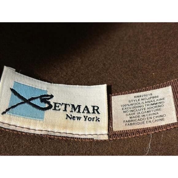 Vtg Setmar New York Brown 100% Wool Hat Feathers Amber Gemstone Cloche main image 6